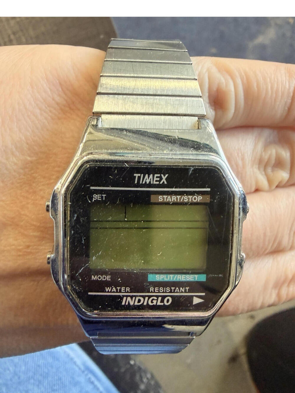 Timex Indiglo Digital Quartz Stainless Steel Silver Wristwatch